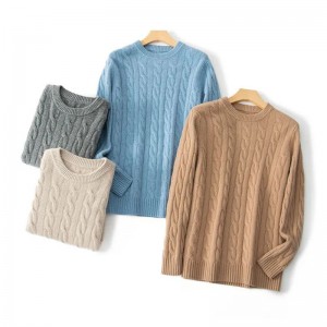 男性\\\\の丸い首のケーブルフラワーウォーム7ニードル厚いセーター