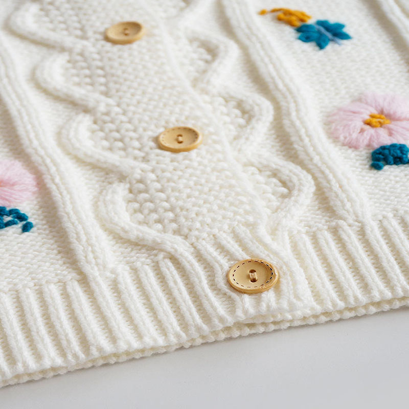 子供用ニット長袖カーディガン純手刺繍