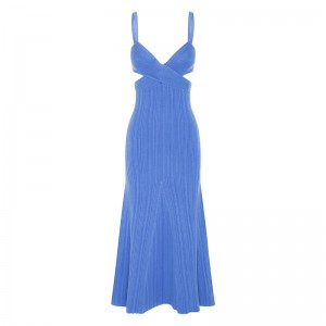 OEMサマーホリデーパーティーセクシーなカットアウトウエストクロスエフェクトセーターカジュアルカスタムソリッドカラーニットミニドレス女性