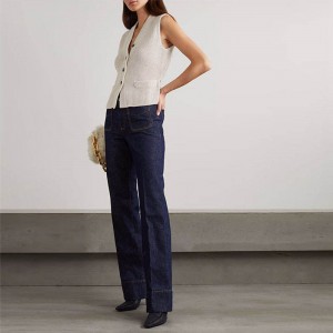 ニットウェアファクトリーカスタム2023女性服の夏の服ノースリートセーターネックプルオーバーニットセーター